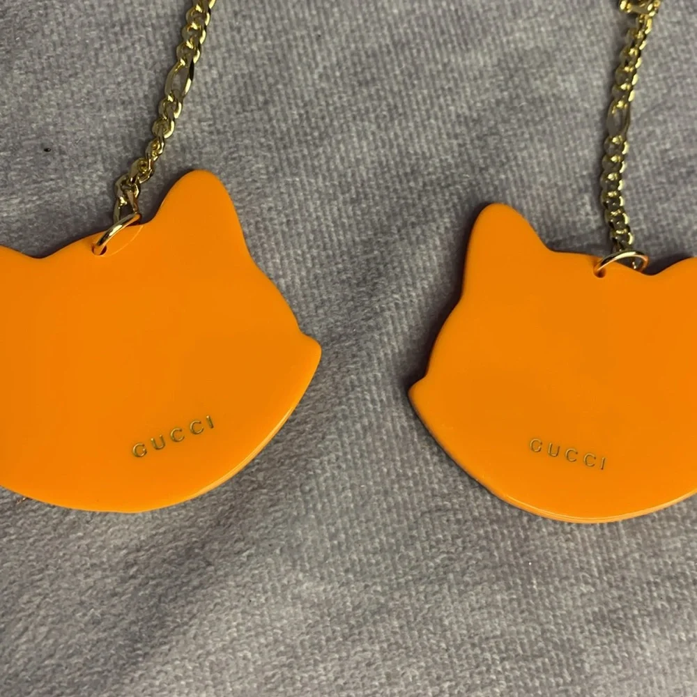 Gucci Orange Black Fox/Raccoon Red Pink Rhinestone Gold Marmont GG Chain Charms - Picture 4 of 5